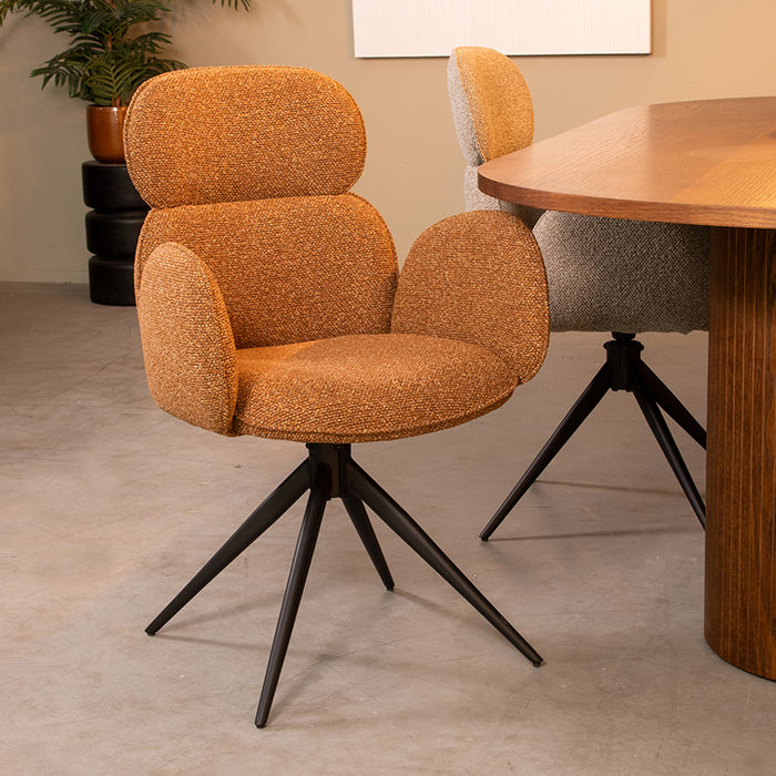 Eetkamerstoel Vidar Coral Royal Boucle Draaibaar 58x62x91 cm-Eetkamerstoelen-LABEL51