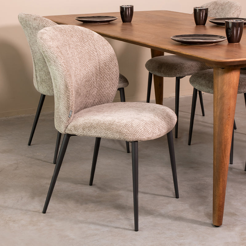 Eetkamerstoel Vino Stone Elite Zwart Metalen Frame 49x62x85 cm-Eetkamerstoelen-LABEL51