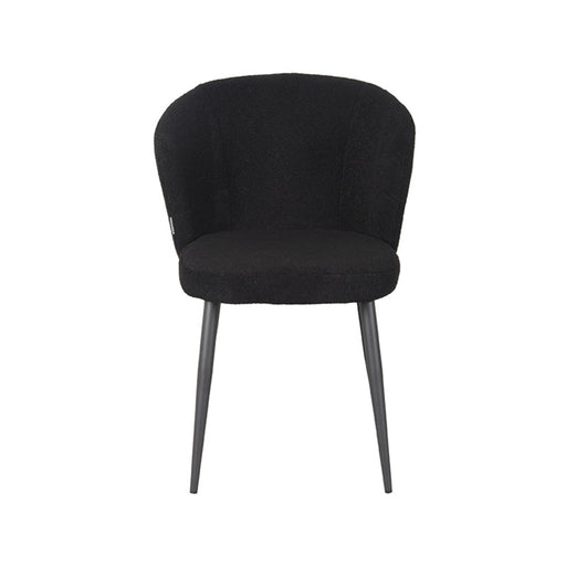 Eetkamerstoel Whirl Zwart Teddy Zwart Metalen Frame 58x60x85 cm-Eetkamerstoelen-LABEL51