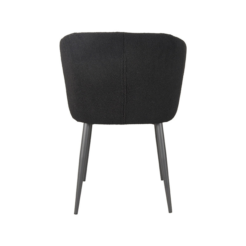 Eetkamerstoel Whirl Zwart Teddy Zwart Metalen Frame 58x60x85 cm-Eetkamerstoelen-LABEL51