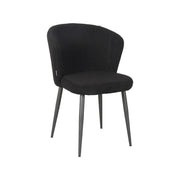 Eetkamerstoel Whirl Zwart Teddy Zwart Metalen Frame 58x60x85 cm-Eetkamerstoelen-LABEL51