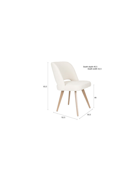 Eetkamerstoel Yves Polyester Wit 59.5x52.5 cm