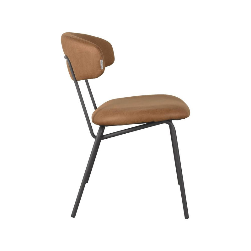 Eetkamerstoel Zack Cognac Micro Suede 53x59x79 cm-Eetkamerstoelen-LABEL51