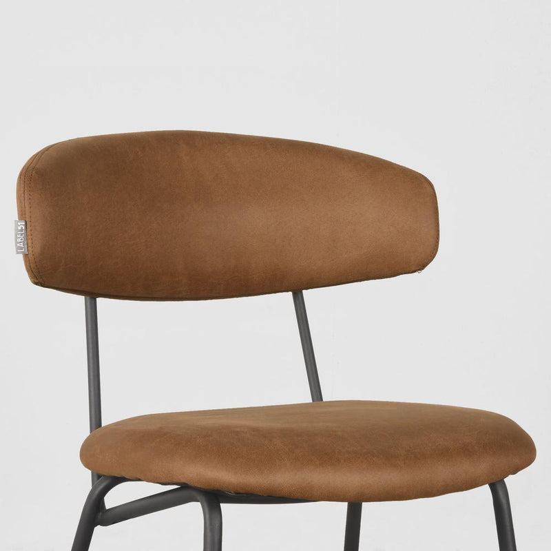 Eetkamerstoel Zack Cognac Micro Suede 53x59x79 cm-Eetkamerstoelen-LABEL51