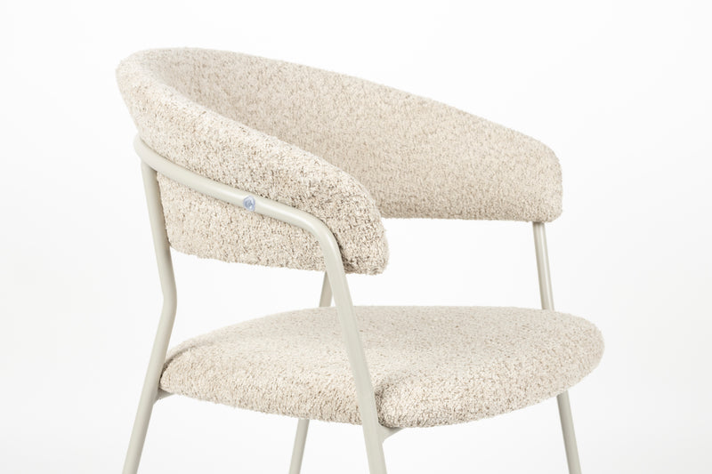Eetkamerstoel Zeri Off Polyester Wit 51.5x59.5 cm-Eetkamerstoelen-Creating Home
