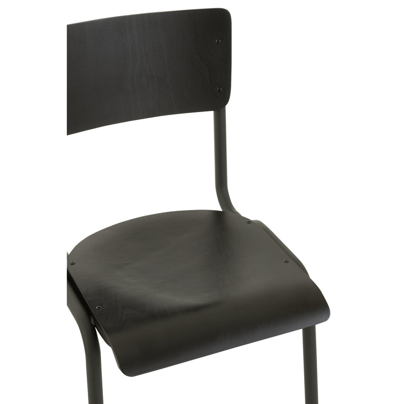 Eetkamerstoel Zwart Populierenhout 43 cm 43x52x82 cm-Eetkamerstoelen-J-Line