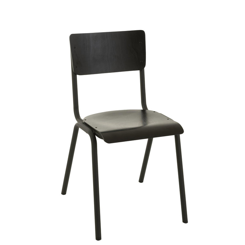 Eetkamerstoel Zwart Populierenhout 43 cm 43x52x82 cm-Eetkamerstoelen-J-Line