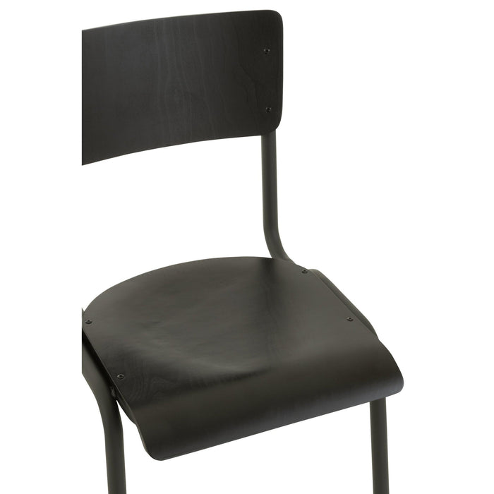 Eetkamerstoel Zwart Populierenhout 43 cm-Eetkamerstoelen-J-Line