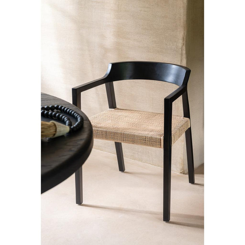 Eetkamerstoel Zwart Rotan 55 cm 55x55x71 cm-Eetkamerstoelen-J-Line