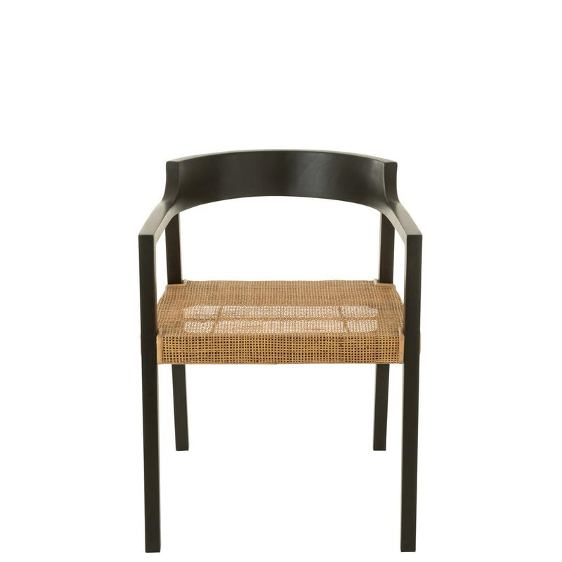 Eetkamerstoel Zwart Rotan 55 cm 55x55x71 cm-Eetkamerstoelen-J-Line