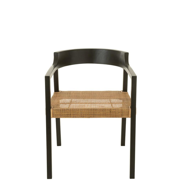 Eetkamerstoel Zwart Rotan 55 cm 55x55x71 cm-Eetkamerstoelen-J-Line