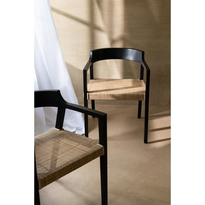 Eetkamerstoel Zwart Rotan 55 cm-Eetkamerstoelen-J-Line