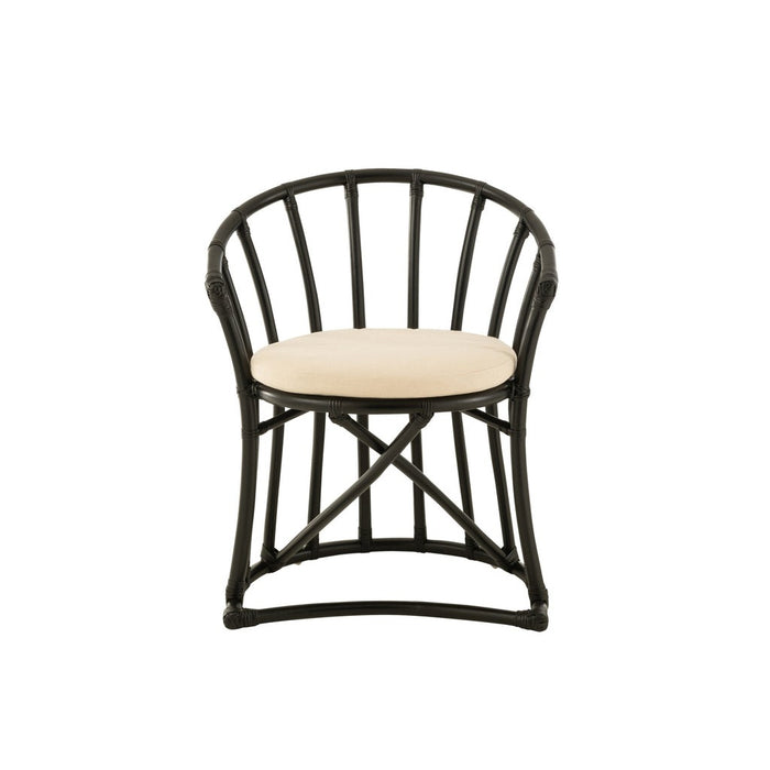 Eetkamerstoel Zwart Rotan 61 cm 61x60x70 cm-Kussens-J-Line