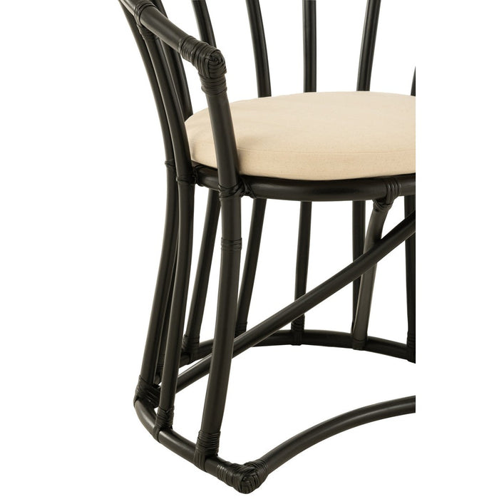 Eetkamerstoel Zwart Rotan 61 cm 61x60x70 cm-Kussens-J-Line