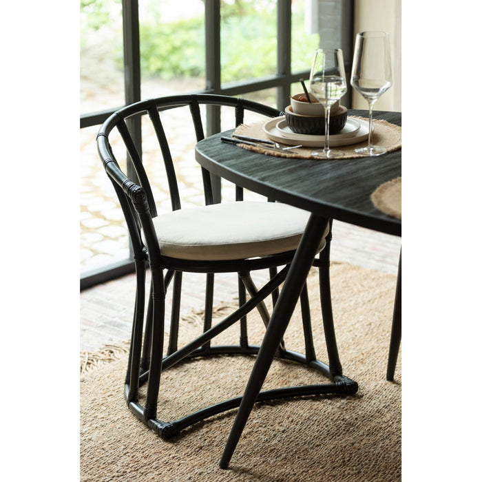Eetkamerstoel Zwart Rotan 61 cm 61x60x70 cm-Kussens-J-Line