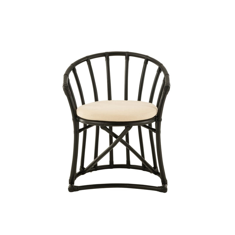 Eetkamerstoel Zwart Rotan 61 cm 61x60x70 cm-Kussens-J-Line