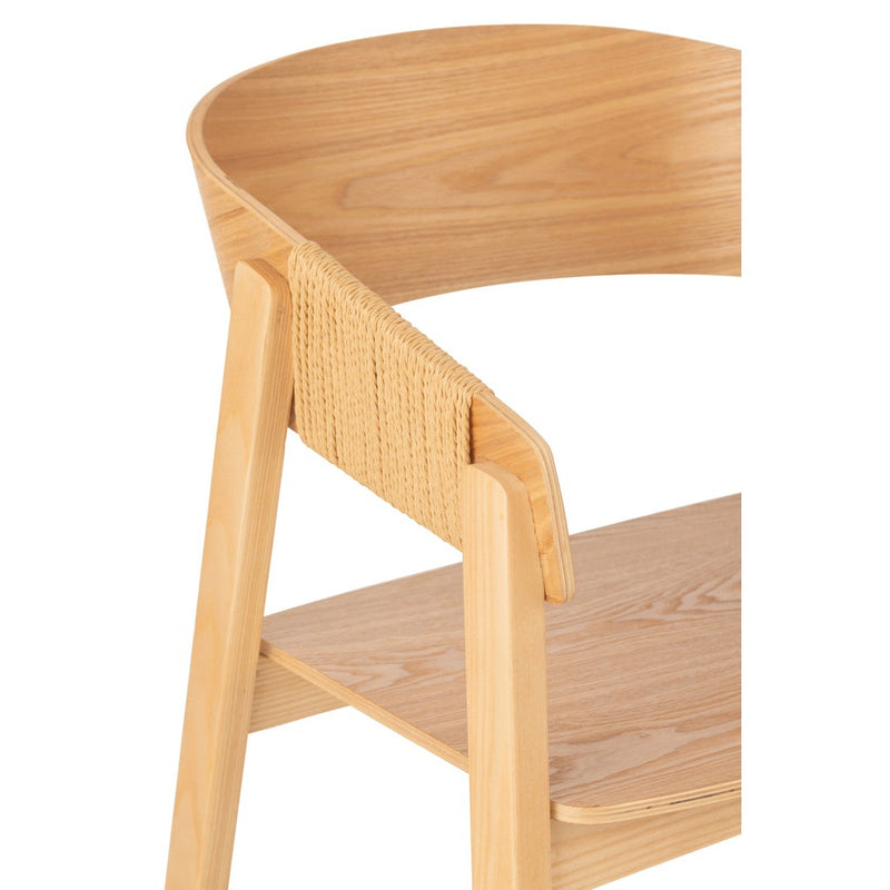 Eetkamerstoel Zwart Touw 53 cm 52.8x57.1x76.8 cm-Eetkamerstoelen-J-Line