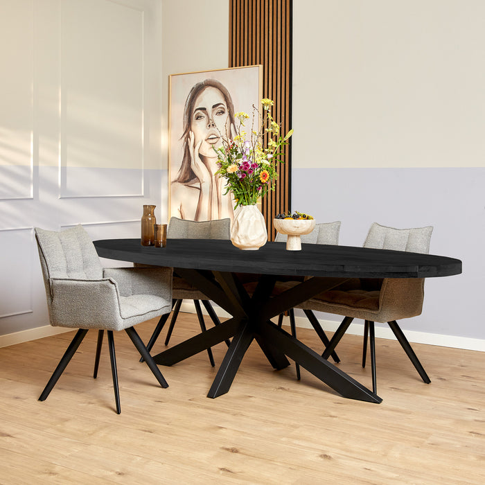 Eetkamertafel Denver Zwart - Ovaal - 240 cm-Eettafels-Starfurn