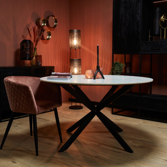 Eetkamertafel Lynn - Rond - Wit marmer - 130 CM-Eettafels-Starfurn