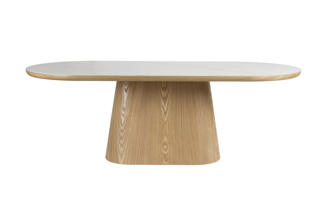 Eettafel Almira Oval 180 Eikenfineer Stone Naturel 180x90 cm-Eettafels-Creating Home