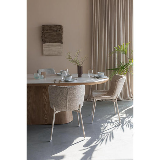 Eettafel Almira Oval 200 Eikenfineer Stone Naturel 200x90 cm-Eettafels-Creating Home