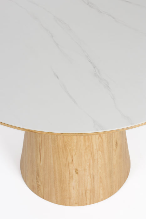 Eettafel Almira Rond Eikenfineer Stone Naturel 115x115 cm-Eettafels-Creating Home