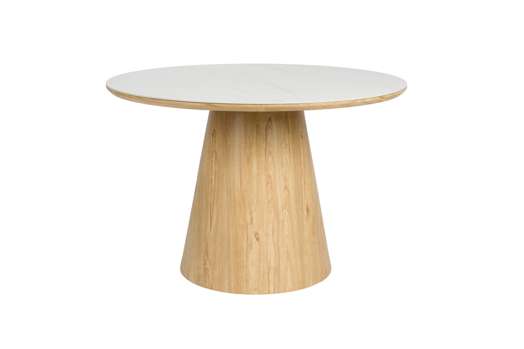 Eettafel Almira Rond Eikenfineer Stone Naturel 115x115 cm-Eettafels-Creating Home