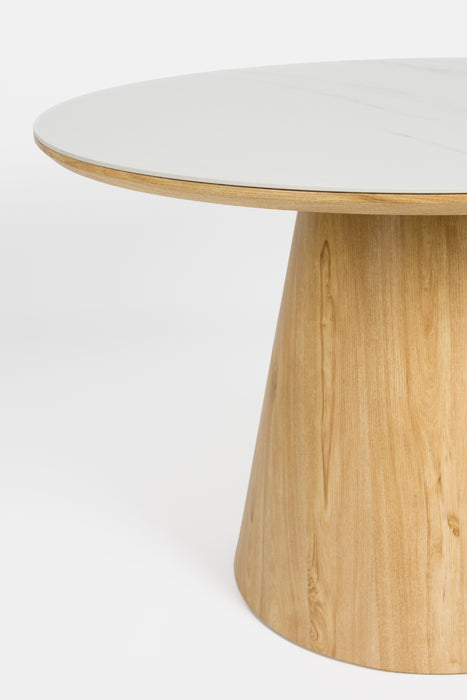 Eettafel Almira Rond Eikenfineer Stone Naturel 115x115 cm-Eettafels-Creating Home