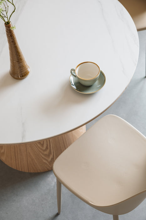 Eettafel Almira Rond Eikenfineer Stone Naturel 115x115 cm-Eettafels-Creating Home