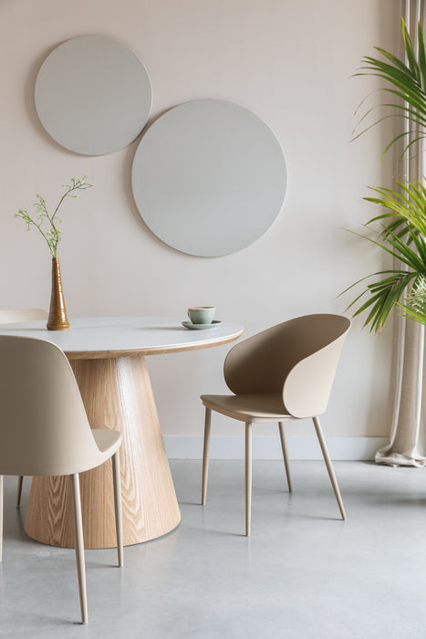 Eettafel Almira Rond Eikenfineer Stone Naturel 115x115 cm-Eettafels-Creating Home