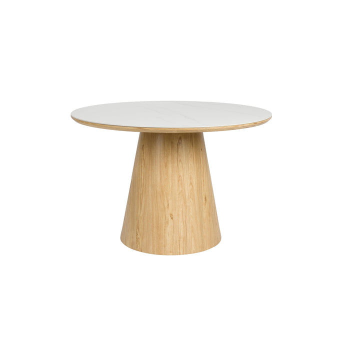 Eettafel Almira Rond Eikenfineer Stone Naturel 115x115 cm-Eettafels-Creating Home