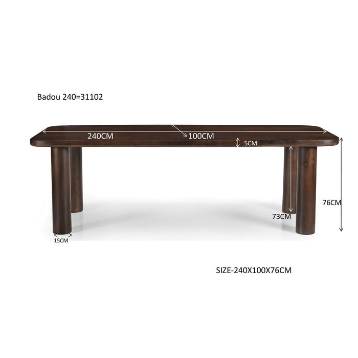 Eettafel Badou Mangohout Bruin 240x100 cm-Eettafels-Livingfurn