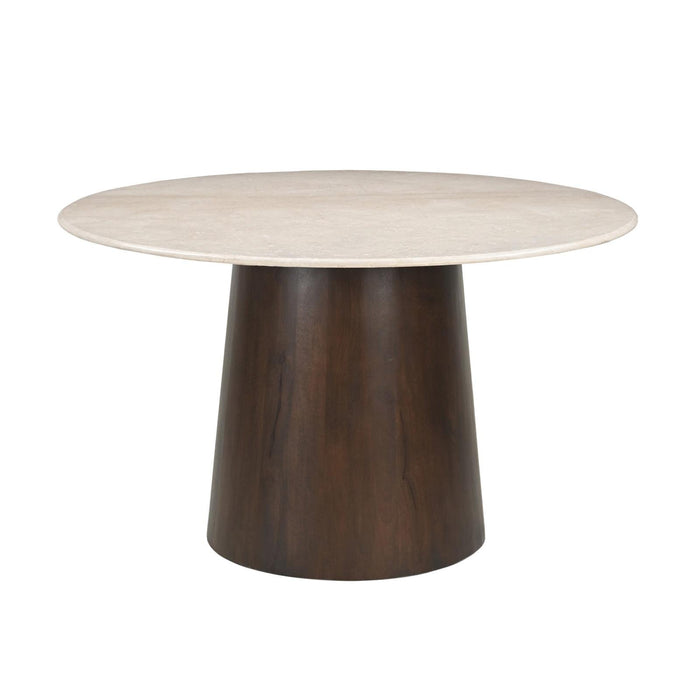 Eettafel Brix Bottecino Rond Mangohout Crème wit 130 cm-Eettafels-Livingfurn