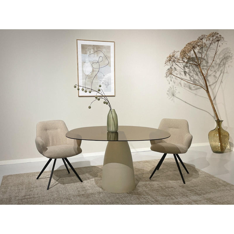 Eettafel Brix Eettafel Glas Crème wit 120x140 cm-Eettafels-Livingfurn