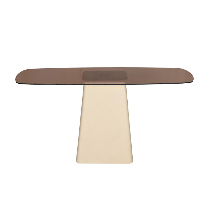 Eettafel Brix Eettafel Glas Crème wit 140x40 cm-Eettafels-Livingfurn