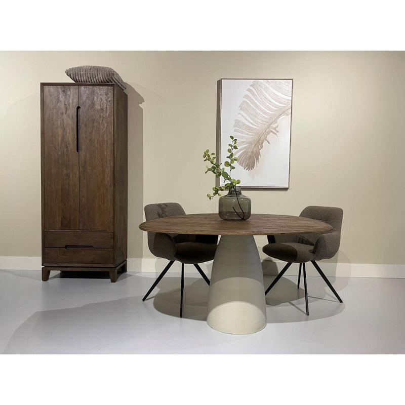 Eettafel Brix Eettafel Mangohout Crème wit 120x140 cm-Eettafels-Livingfurn