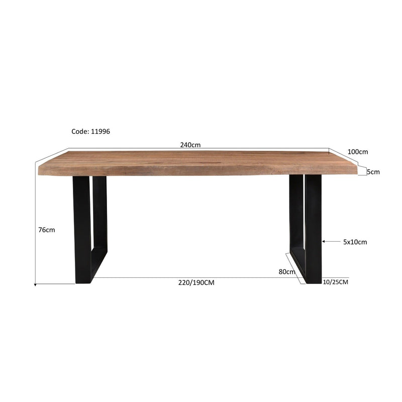 Eettafel Brix Eettafel Mangohout Naturel hout 240x100 cm 11996-Eettafels-Livingfurn