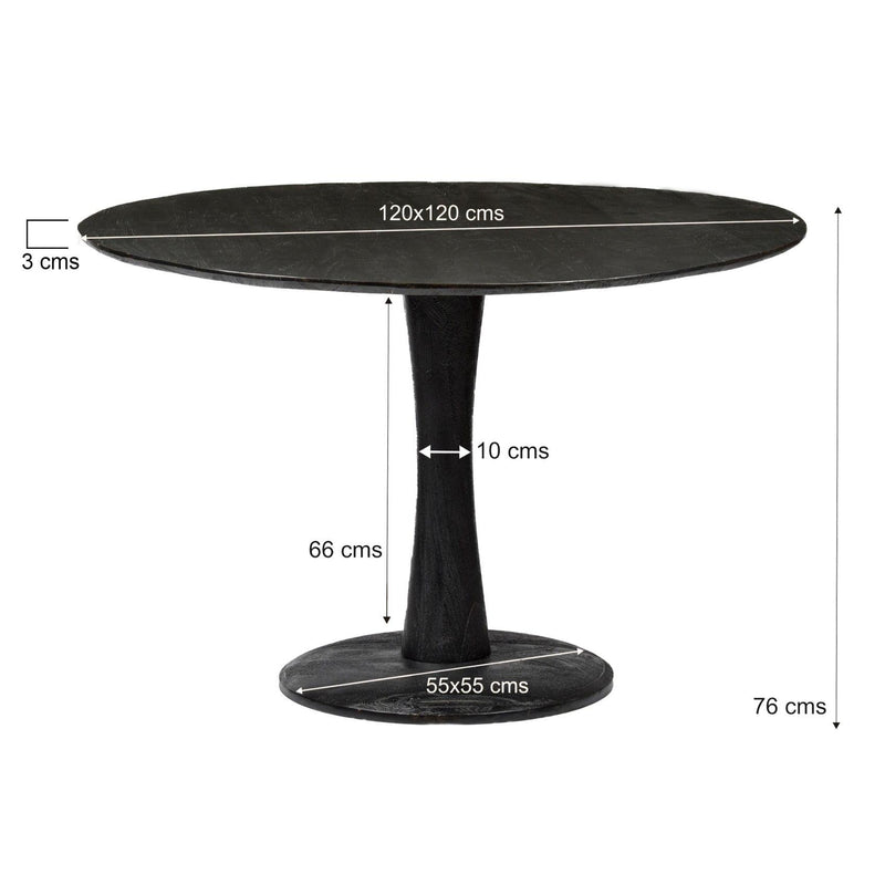 Eettafel Brix Eettafel Mangohout Zwart 120 cm 120x120x76 cm-Eettafels-Livingfurn