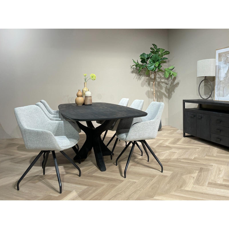 Eettafel Brix Eettafel Mangohout Zwart 220x100 cm-Eettafels-Livingfurn