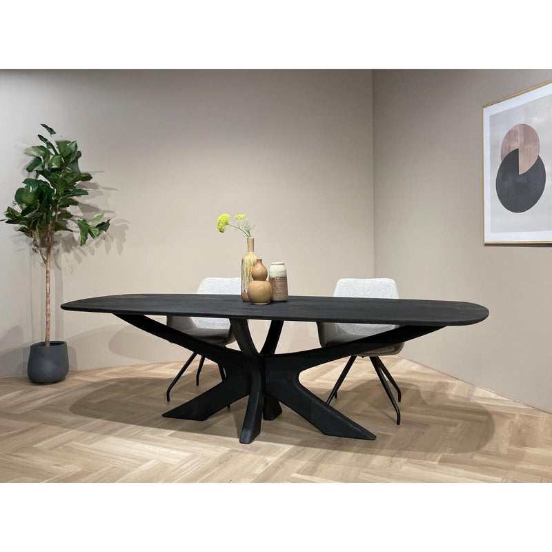 Eettafel Brix Eettafel Mangohout Zwart 250x105 cm-Eettafels-Livingfurn