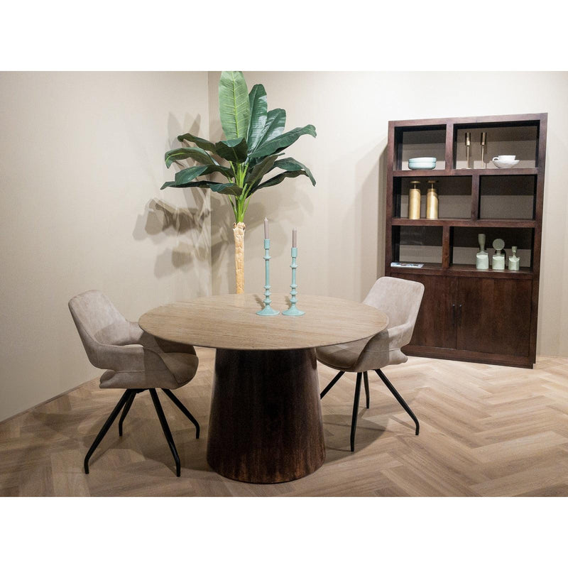 Eettafel Brix Valentino Mangohout Beige 130 cm-Eettafels-Livingfurn