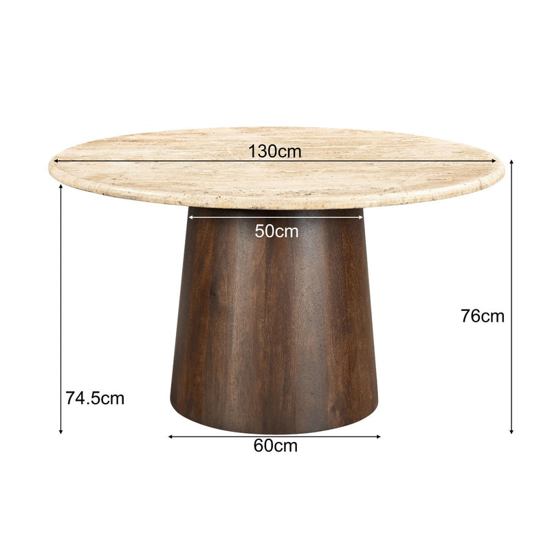 Eettafel Brix Valentino Mangohout Beige 130 cm-Eettafels-Livingfurn