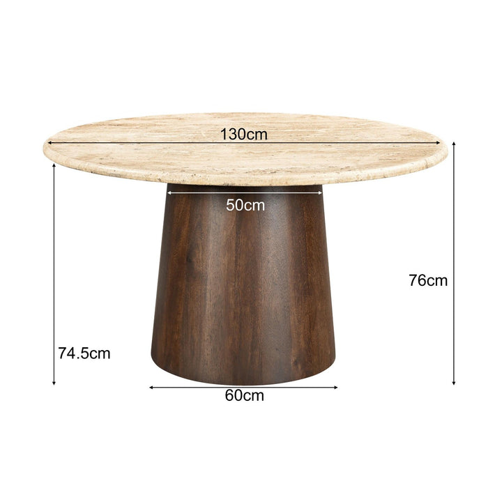 Eettafel Brix Valentino Mangohout Beige 130 cm-Eettafels-Livingfurn