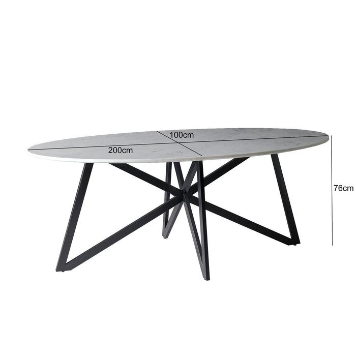 Eettafel DT- Marble Marmer Zwart 200x100 cm-Eettafels-Livingfurn