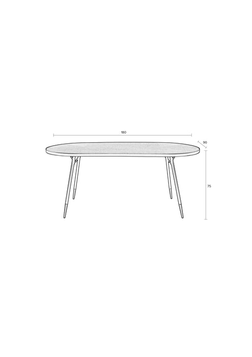 Eettafel Denise Oval 180 Ash veneer Zwart 90x180 cm-Eettafels-Creating Home