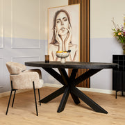Eettafel Eetkamertafel Denver Zwart Ovaal 160 cm 160x90x76 cm-Eettafels-Starfurn