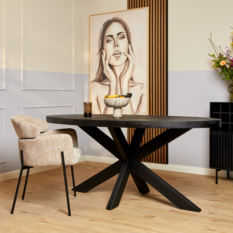 Eettafel Eetkamertafel Denver Zwart Ovaal 160 cm 160x90x76 cm-Eettafels-Starfurn
