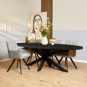Eettafel Eetkamertafel Denver Zwart Ovaal 240 cm 240x110x76 cm-Eettafels-Starfurn