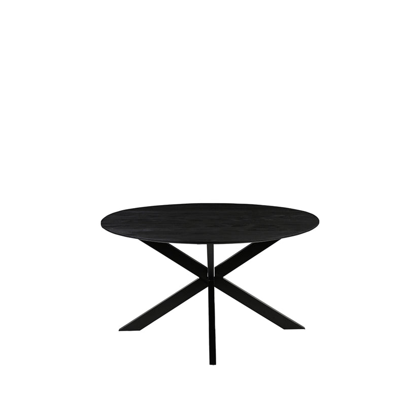 Eettafel Eetkamertafel Otis Zwart Mangohout 130 cm Rond-Eettafels-LABEL51