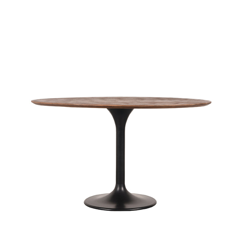 Eettafel Eetkamertafel Otto Espresso Mangohout 130 cm Rond-Eettafels-LABEL51